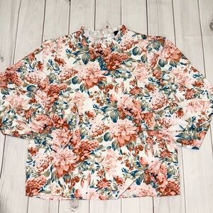 Floral Mockneck Blouse - Women's Size Large